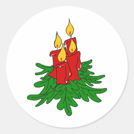 kerstkaarsen ronde sticker (Voorkant)