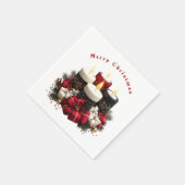 Kerstkaarsen Rood Wit Satijnen Lint Servet (Hoek)