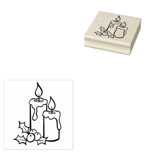 kerstkaarsen rubberstempel (Gestempeld)