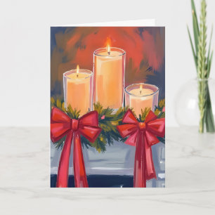 Kerstkaarsen Slinger Waterverfschilderij Feestdagen Kaart