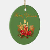 kerstkaarsen, sneeuwvlokken, pretkerst keramisch ornament (Rechts)