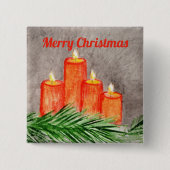 kerstkaarsen vierkante button 5,1 cm (Voorkant)