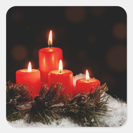 kerstkaarsen vierkante sticker (Voorkant)