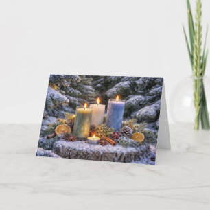 Kerstkaarsen voor de winterzonnewende Yule in de s Kaart