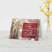 Kerstkaarsen Vriend Kind is Geboren Rood Goud Kaart (Gele Bloem)