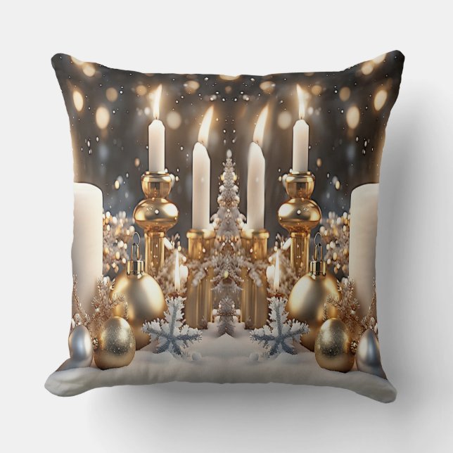 Kerstkaarsen Worp Kussen (Voorkant)