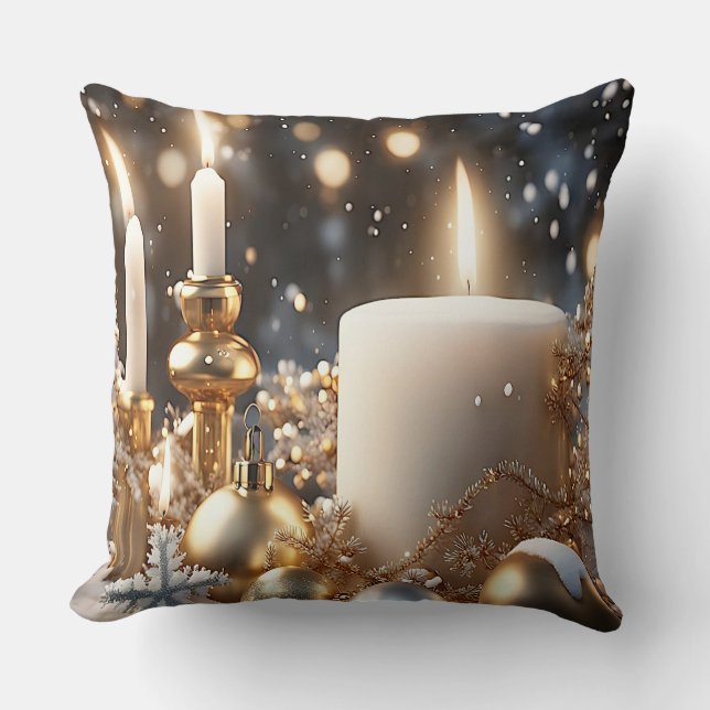 Kerstkaarsen Worp Kussen (Voorkant)