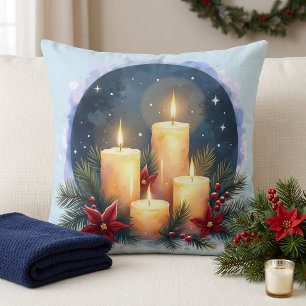 Kerstkaarsengloed met Poinsettia's Kussen