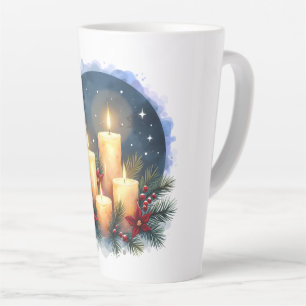 Kerstkaarsengloed met Poinsettia's Latte Mok