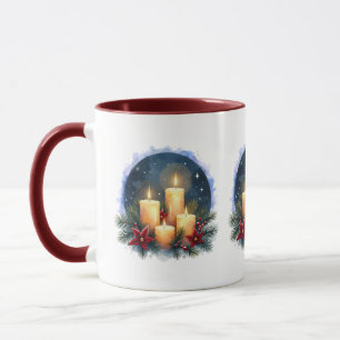 Kerstkaarsengloed met Poinsettia's Mok