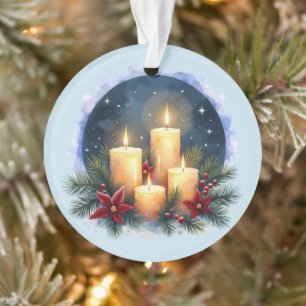Kerstkaarsengloed met Poinsettia's Ornament