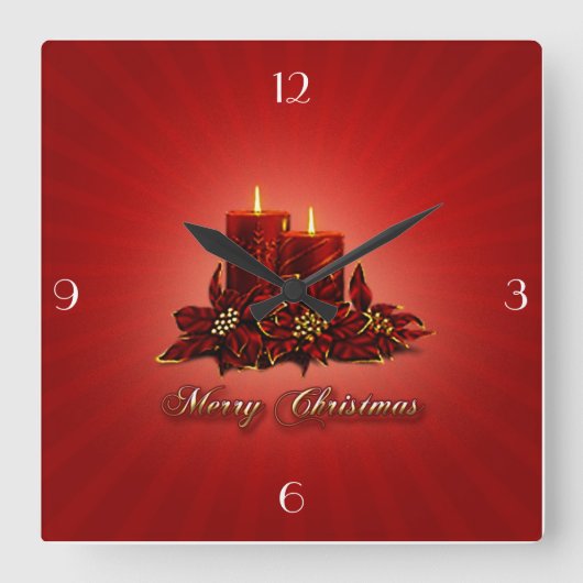 Kerstkaarsenklok Vierkante Klok (Voorkant)