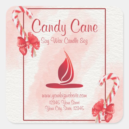 kerstkaarsenlabel voor Waterverf met snoepsuikerri Vierkante Sticker (Voorkant)