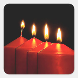 kerstkaarsje Advent Wreath Vierkante Sticker