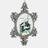 Kerstkaarsje met Skunk Holly Tin Sneeuwvlok Ornament (Links)