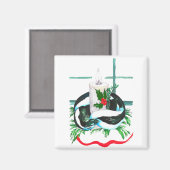 kerstkaarskunk Wrapped Cute Holiday Magneet (Voorkant / Achterkant)
