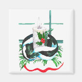 kerstkaarskunk Wrapped Cute Holiday Magneet (Voorkant)