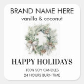 Kerstkaarslabel Merry & Bright | Prettig Kerstfees Vierkante Sticker (Voorkant)