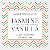 Kerstkaarslabel Rood Groen Goud Kerststicker Vierkante Sticker (Voorkant)