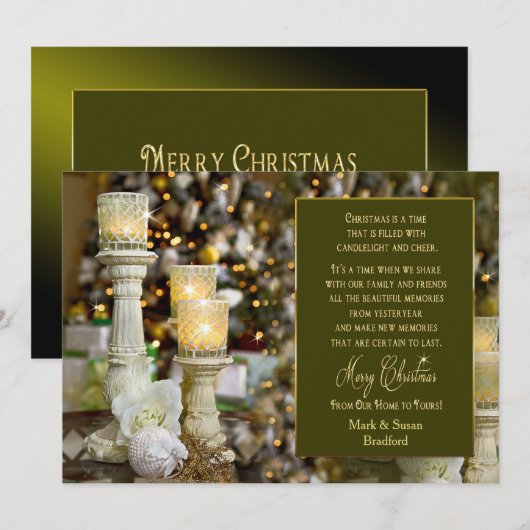 Kerstkaarslicht - Jouw naam invoegen Kaart (Voorkant / Achterkant)