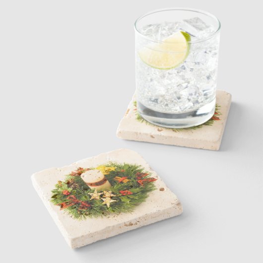 kerstkaarsring stenen onderzetter (Zijkant)