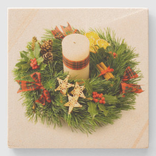 kerstkaarsring stenen onderzetter