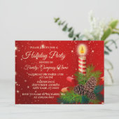 Kerstkaarsrode witte Feestdagen Kaart (Staand voorkant)