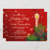 Kerstkaarsrode witte Feestdagen Kaart (Voorkant / Achterkant)