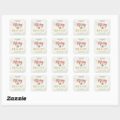 Kerstkaarsstickerlabel 'Merry & Bright' Vierkante Sticker (Vel)