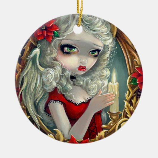 kerstkaarsversiering keramisch ornament (Voorkant)