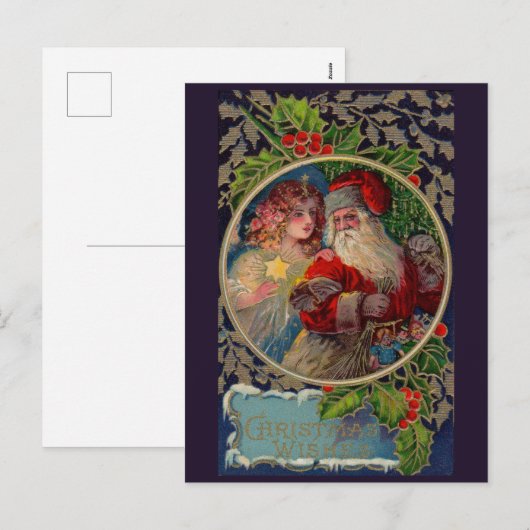 kerstkaart 1912 voor kerstmis en sterangel feestdagenkaart (Voorkant / Achterkant)