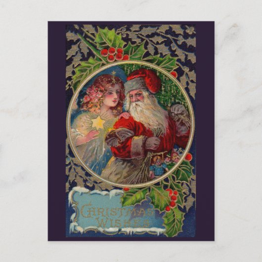 kerstkaart 1912 voor kerstmis en sterangel feestdagenkaart (Voorkant)