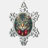 Kerstkaart 2024 tin sneeuwvlok ornament (Rechts)