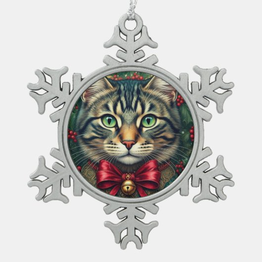 Kerstkaart 2024 tin sneeuwvlok ornament (Voorkant)