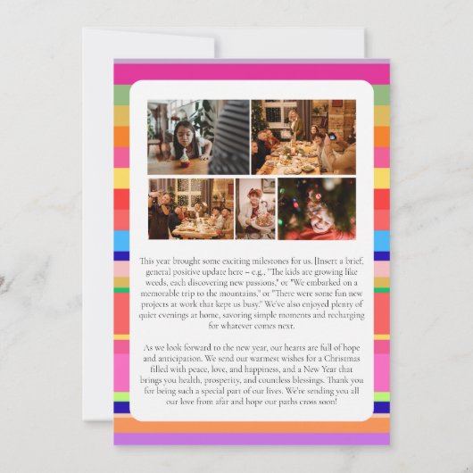 Kerstkaart 6 foto's Kleurrijke gezinskaart Kaart (Achterkant)