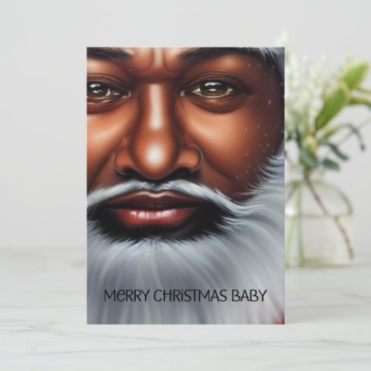 Kerstkaart Afro-Amerikaanse Kerstman (Staand voorkant)