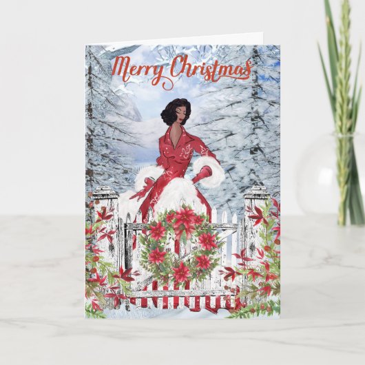 Kerstkaart Afro-Amerikaanse vrouw Kaart (Voorkant)