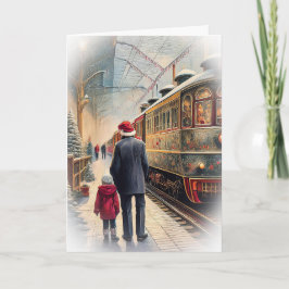 Kerstkaart 'All Aboard the Christmas Train' Feestdagen Kaart