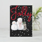 Kerstkaart, alleen sneeuwpoppen. bedankkaart (Staand voorkant)