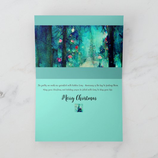 Kerstkaart aquarel in de stijl van Alphonse Mucha Kaart (Binnen)