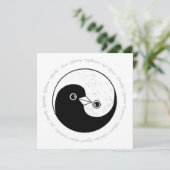 Kerstkaart b/w YinYang duiven Vrede & Harmonie (Staand voorkant)