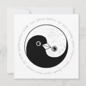 Kerstkaart b/w YinYang duiven Vrede & Harmonie (Voorkant)