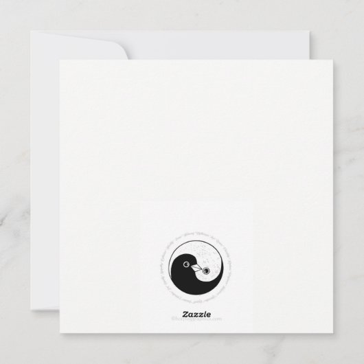 Kerstkaart b/w YinYang duiven Vrede & Harmonie (Achterkant)