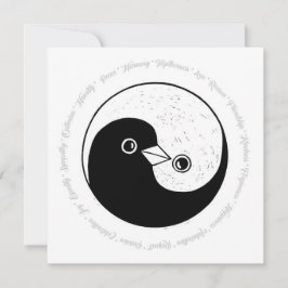 Kerstkaart b/w YinYang duiven Vrede & Harmonie