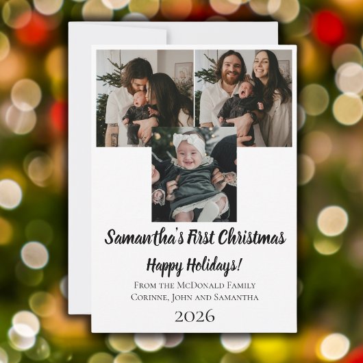 Kerstkaart baby's eerste kerst 3 foto naam