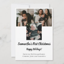 Kerstkaart baby's eerste kerst 3 foto naam