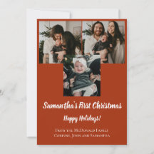 Kerstkaart baby's eerste kerst 3 foto naam