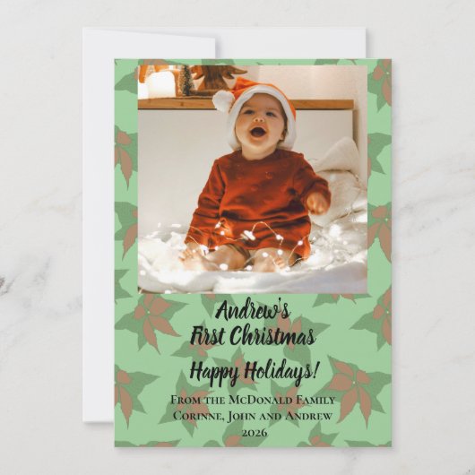 Kerstkaart Baby's eerste kerst groen Kaart (Voorkant)