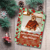 Kerstkaart baby's eerste kerst groen op maat