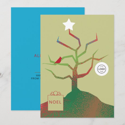 Kerstkaart Bedrijfsboom Kunst Kaart (Voorkant / Achterkant)